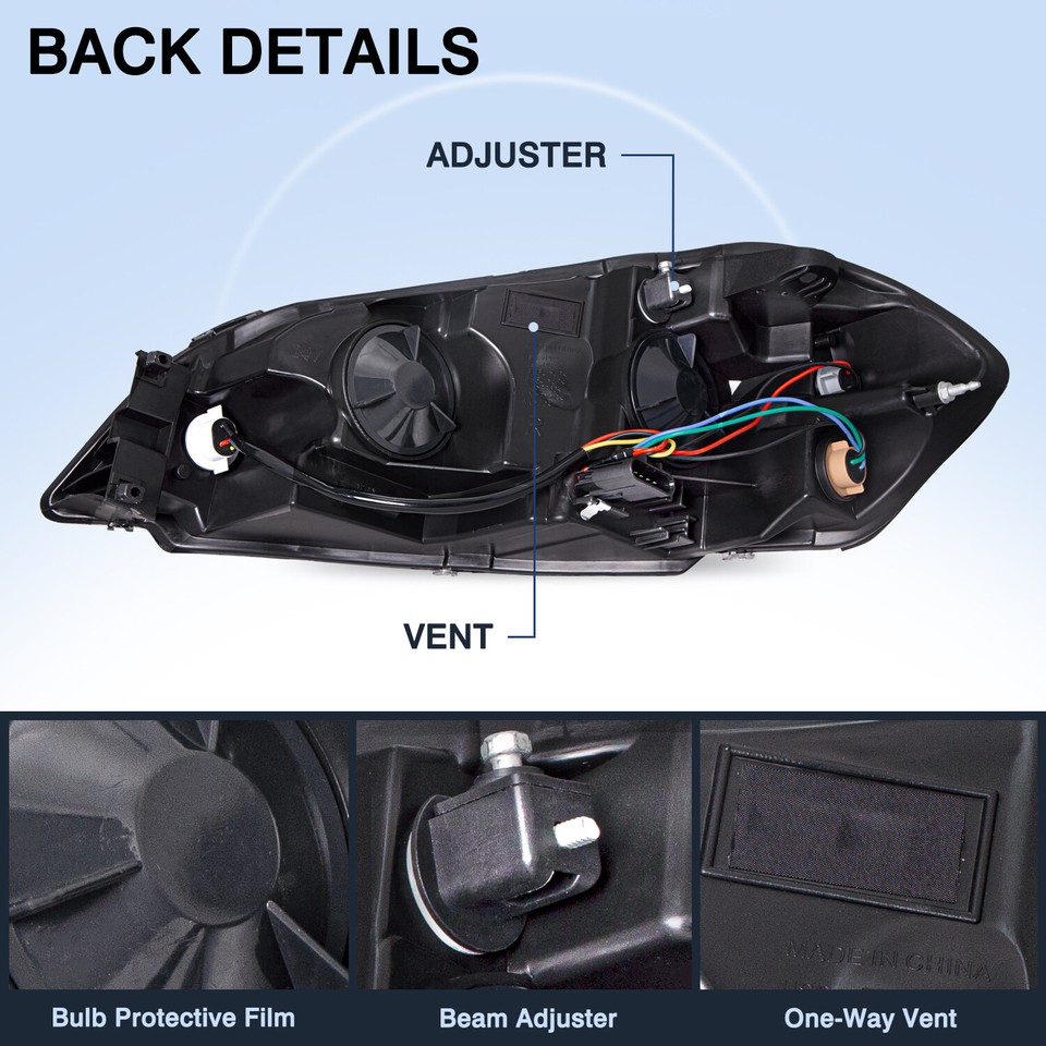 Black Housing Pair Headlight Lamps For 2006-2013 Chevy Impala & 2006-2007 Monte Carlo