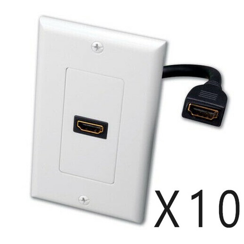 10 Pack 1Port HDMI Pigtail Wall Face Plate Panel Cover Outlet 4K ARC