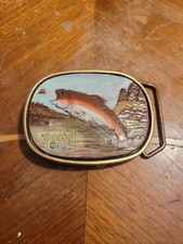 Vintage King Salmon Solid Brass Belt Buckle