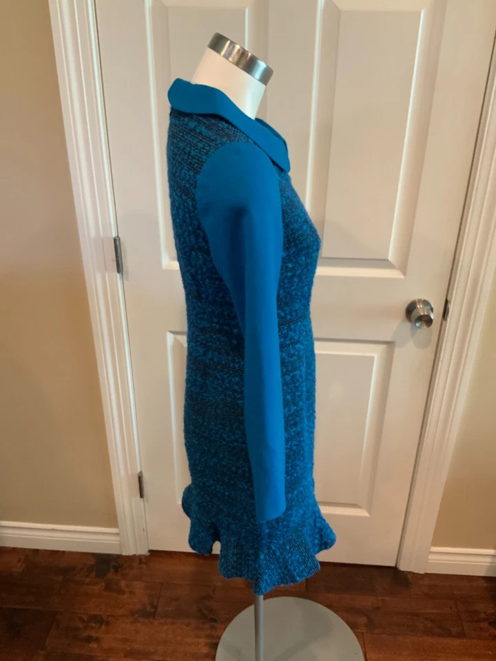 Ports 1961 蓝色羊毛粗花呢长袖铅笔裙带 Peter Pan 领,尺寸 2 — 第 4/4 张图片