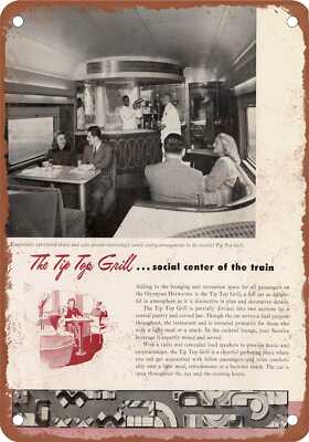 METAL SIGN - 1950 Milwaukee Road Olympian Tip Top Grill - Vintage Rusty Look
