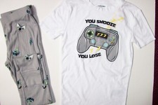 Old Navy Pajama 2pc Set Boys Game Over You Snooze You Lose New