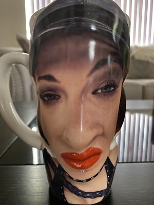(2) Two Funny Face 3D Biker Chick Mugs by Jim LaRoche & Tony Garcia.