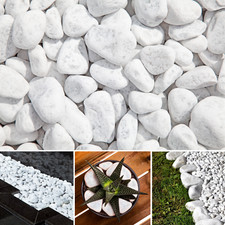 Decorative Garden Stones SNOW WHITE Marble Pebbles Greece Sizes Home Aquarium