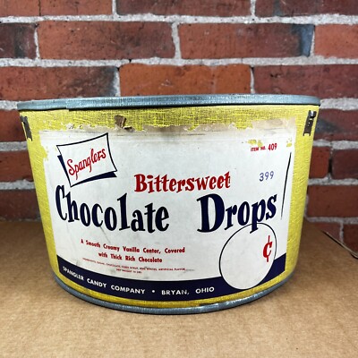 Spanglers Candy Cardboard Shipping Tub Vintage Advertising Chocolate Drops