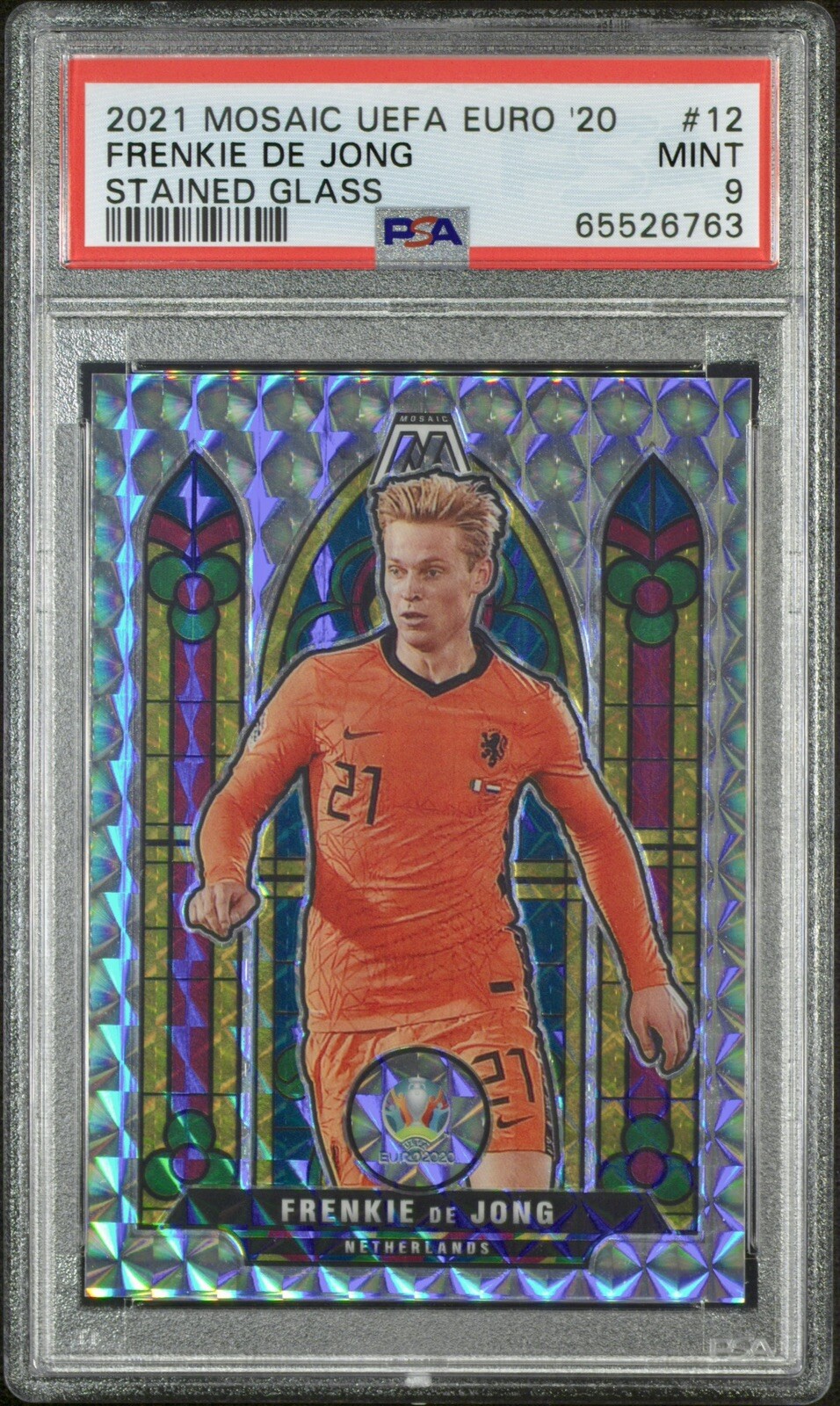 2021 Panini Mosaic Euro Frenkie De Jong Stained Glass 12 PSA 9 Netherlands
