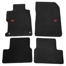 For 12-15 Honda Civic 2DR Black Nylon Floor Mats Carpets w/ red si 4pcs set