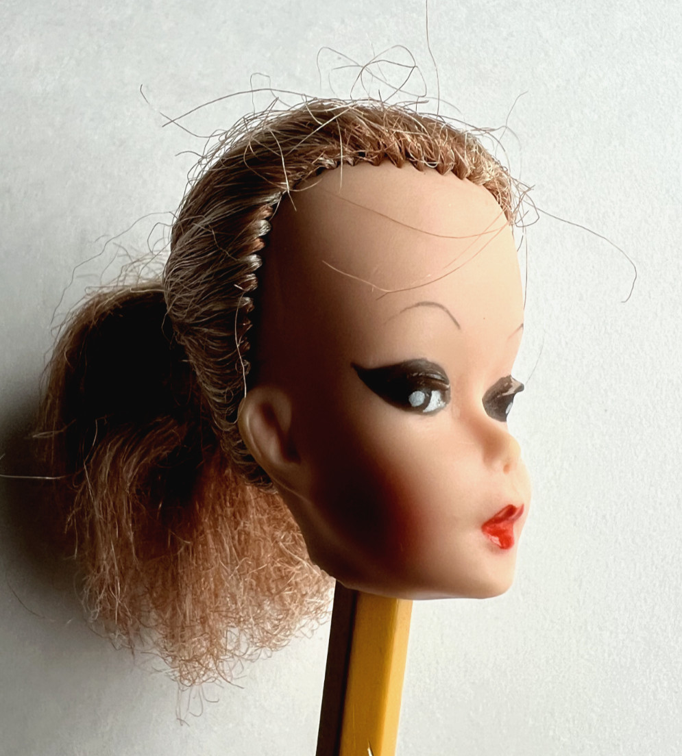 Vintage 1960s Ponytail Barbie Clone Uneeda HEAD ONLY Strawberry Red Titian Hair,