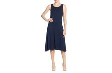 /LX023/ T Tahari Stretch-Knit Midi Tank Dress Navy Sz L $88