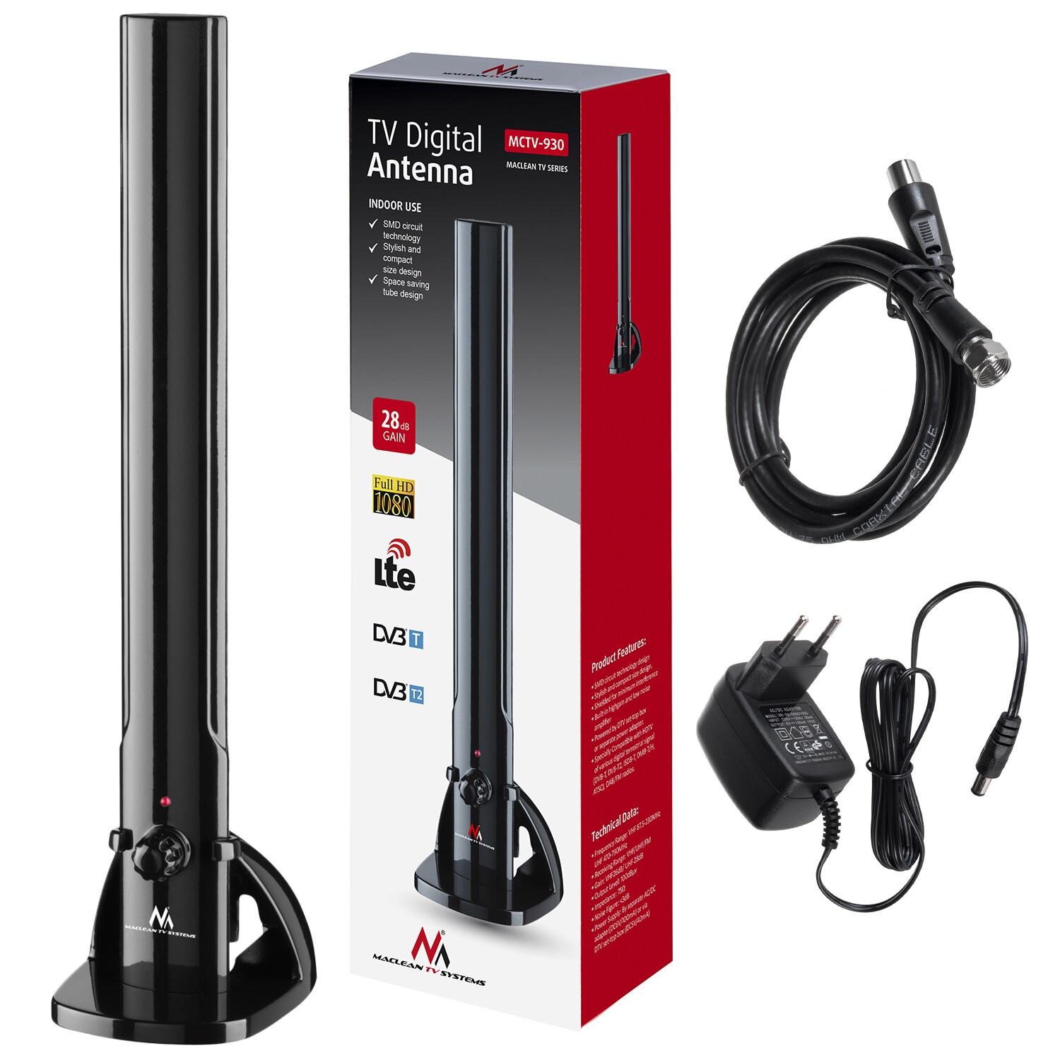Antenne TV intérieure DVB-T2 HEVC pour regarder la TNT HD dans la chambre