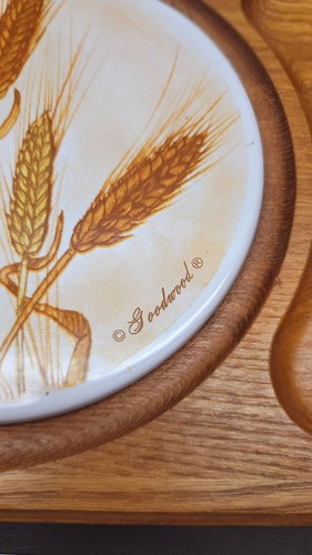 Vintage 1970s Goodwood Teak Wood Wheat Cheese Tray Board. Charcuterie board - Picture 2 of 6