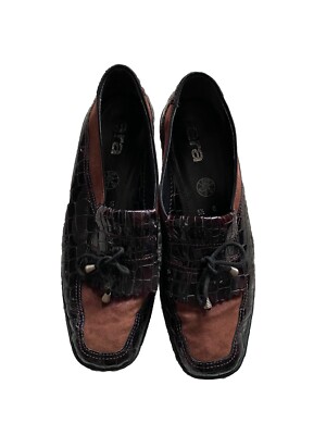 Ara Rachel Slip On Loafers Brown Croco Women's Shoes US 8