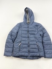 Spyder Puffer Jacket Girls Large 12/14 Blue Clara Quilted Hooded Water Repellent