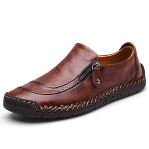 New Mens Hand Stitching Zipper Slip-ons 