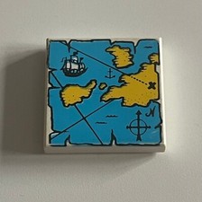 Lego 1 x Fliese 3068px9 2x2 weiß bedr. gelb blau Landkarte 10040 6274 6285 6278