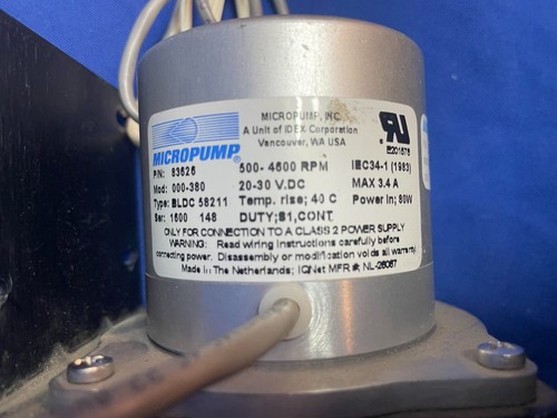 USED MICROPUMP 83626 MOD 000-380 500-4600RPM TYPE BLDC 58211 & 220001-0300 - Picture 3 of 12