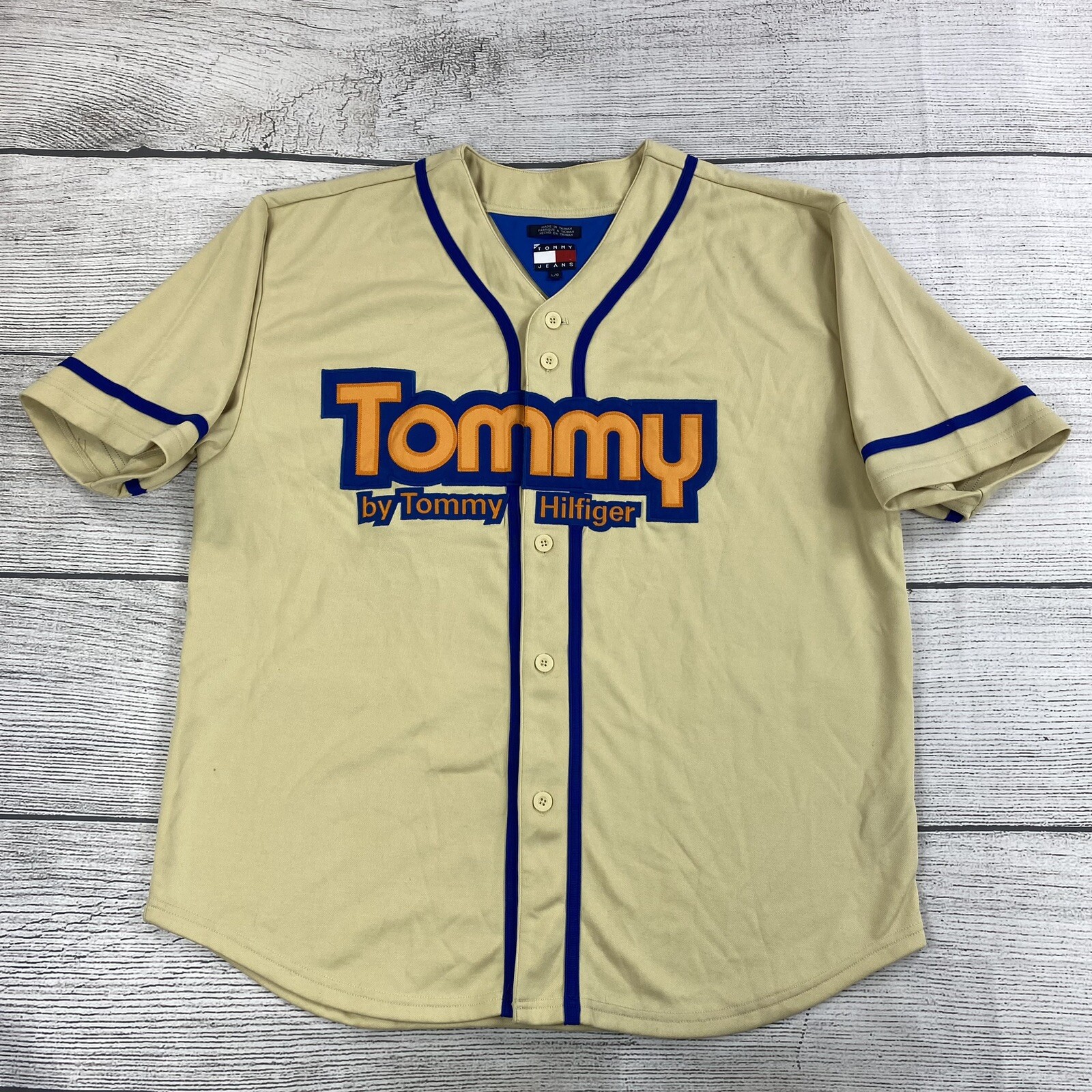 Vintage Tommy By Tommy Hilfiger Men Size Large Baseball Button Down Jersey