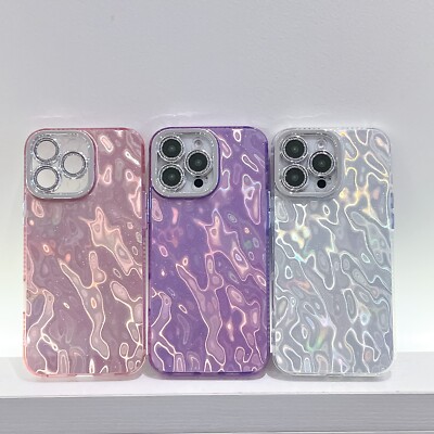 For iPhone 17 Pro Max 16 15 14 13 Shockproof Tinfoil Crease Pattern Phone Case