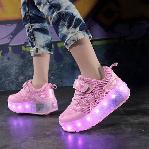 Kids Boys Girls Wheel Trainers Skates Shoes Flash Roller Skate Sneakers Spider * - Picture 15 of 36