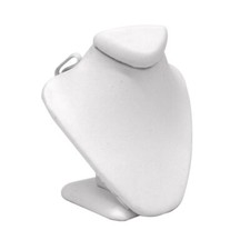 Miniature White Leatherette Jewelry Pendant Display Stand Bust 2-5/8" Tall