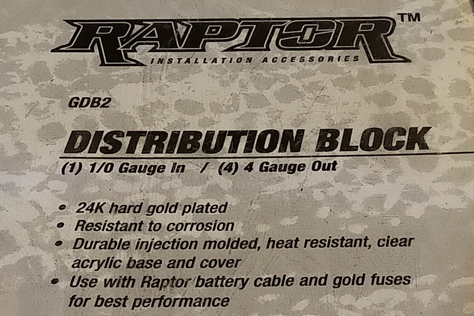 Raptor GDB2, 12-48 Volt, 1/0Ga In to (4) 4ga Out Gold Power Distribution Block - Image 3 of 3