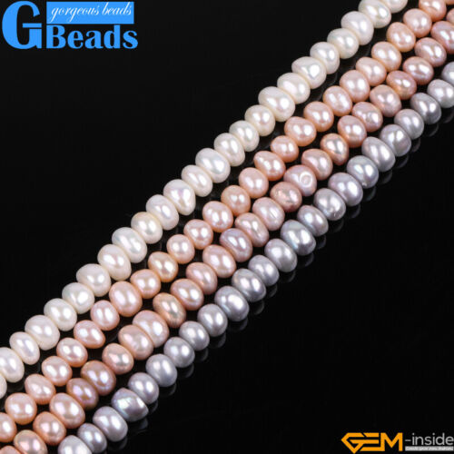 Cultured Pearl Natural Gemstone Rondelle Beads For Jewelry Making 15" 7mm Shell - Picture 1 of 33