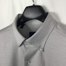 David Donahue Mens Fusion Shirt Large 16 1/2 Gray Cotton Business Casual Preppy