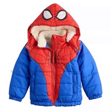 Spiderman Puffer Jacket Coat Hoodie Boys Toddler Size 2 3 4 5 Marvel 2T - 5T NWT