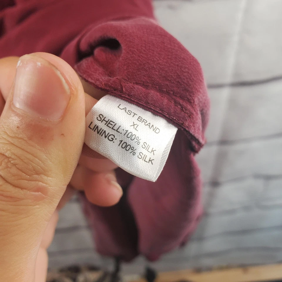 Vestido Last Brand Para Mujer XL Borgoña 100% Seda Sin Mangas Correa de Espagueti Cuello en V Forrado Foto 3 de 4