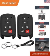 2pcs Toyota Sienna Smart 6-button Black Key Fob Cover Key Chain Protector