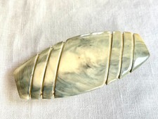 VTG Large Marble Lucite/Resin Barrette Hair Clip Neutral Tone 80s 90s Statement