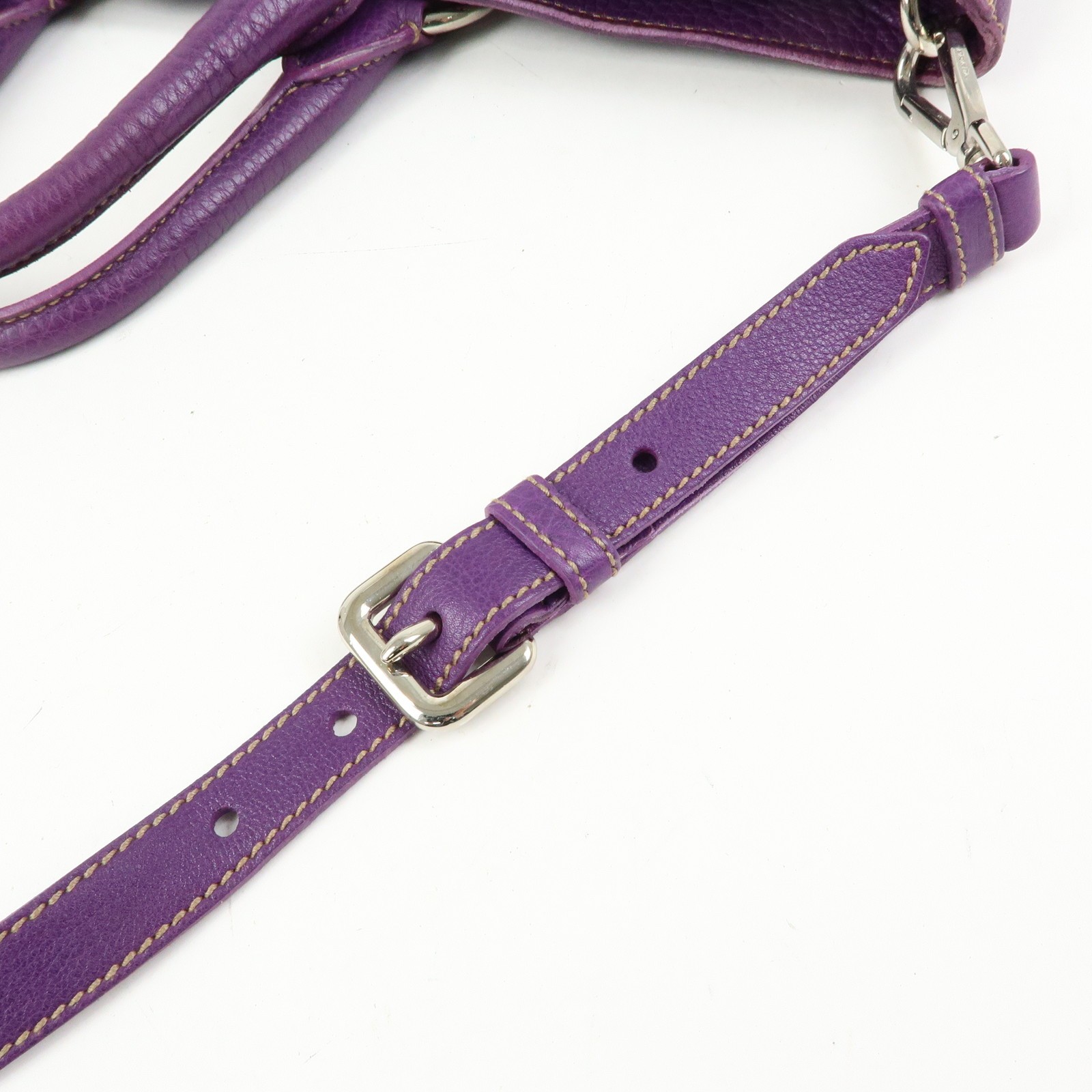 PRADA  Leather 2Way Bag Tote Bag Shoulder Bag Hand Bag Purple Authentic Used F/S image 9