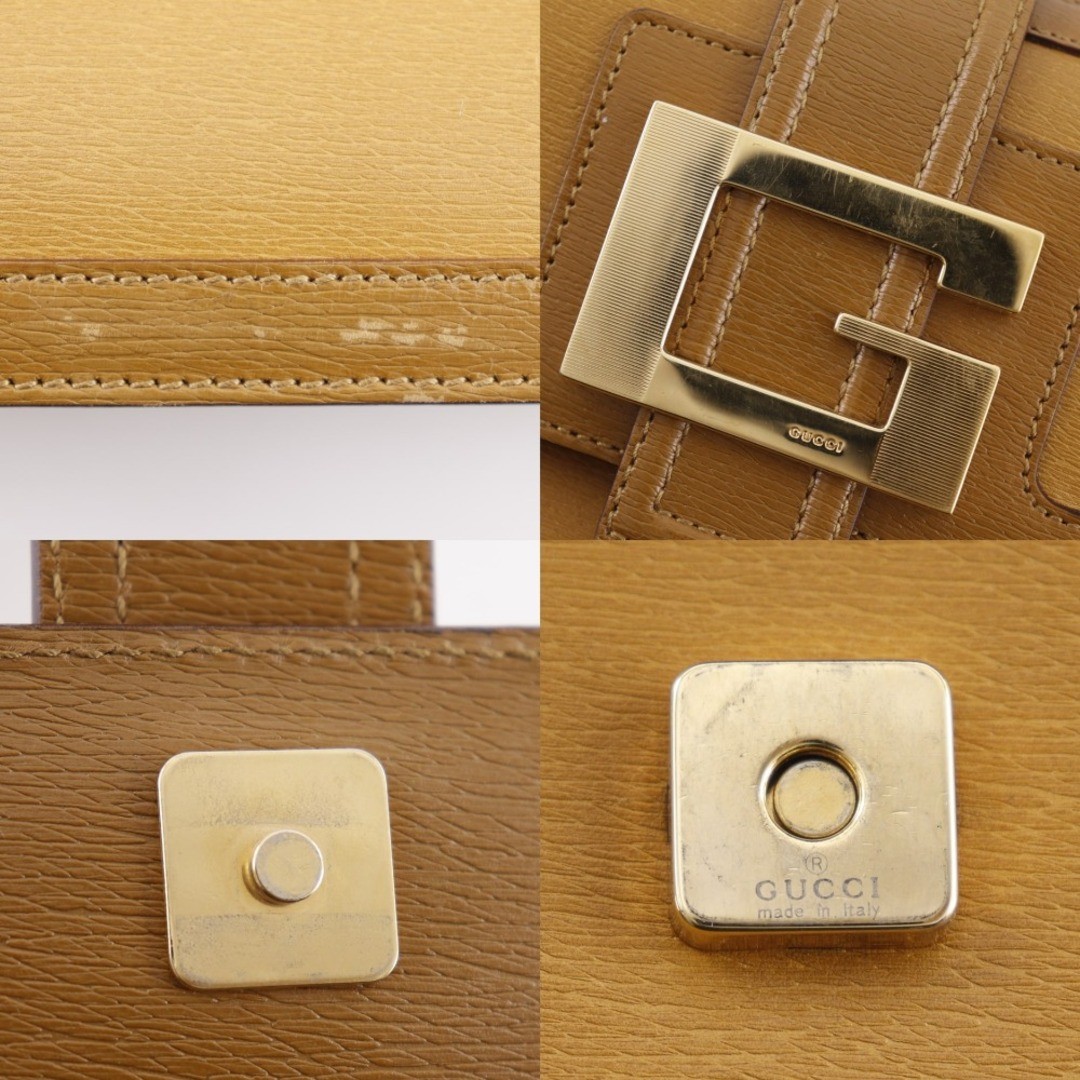 Gucci G Buckle Calf Brown Shoulder Bag Women Used 17cm thumbnail 7