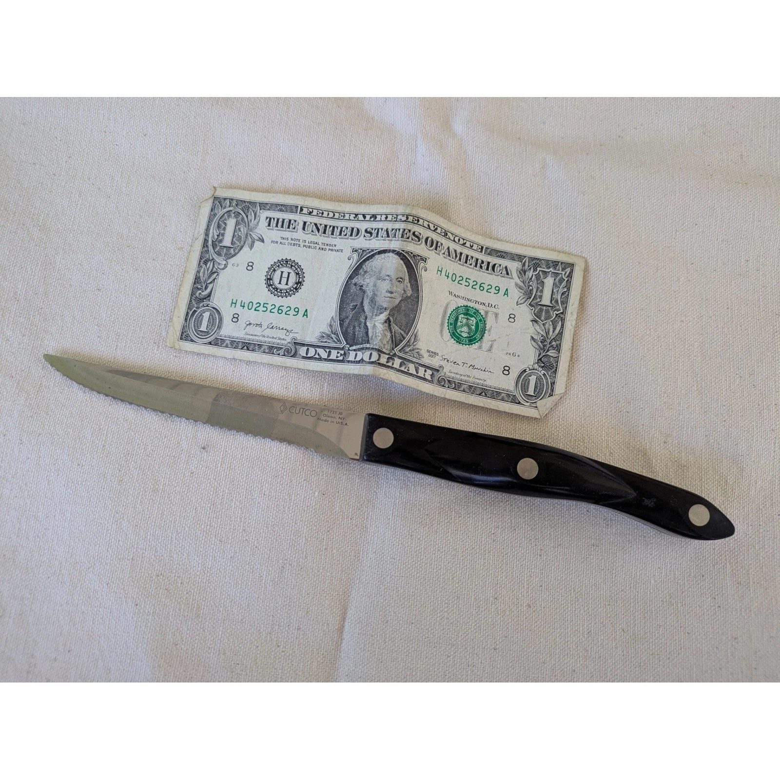 Cutco 1721 JD Paring Knife Black Handle Serrated Double-D Edge Made in USA