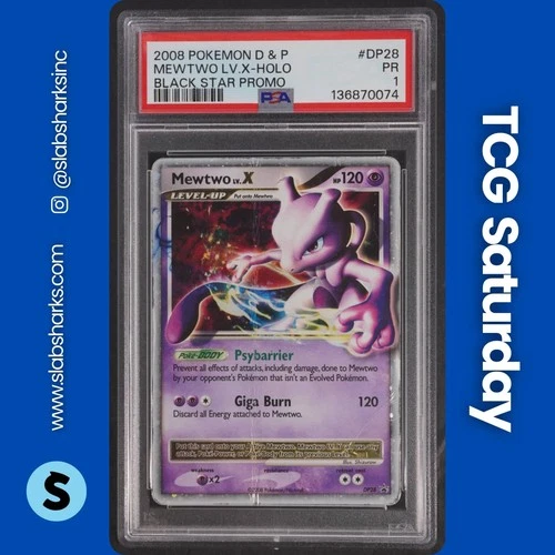 2007 POKEMON DIAMOND & PEARL BLACK STAR PROMO #DP28 MEWTWO LV.X HOLO PSA 1