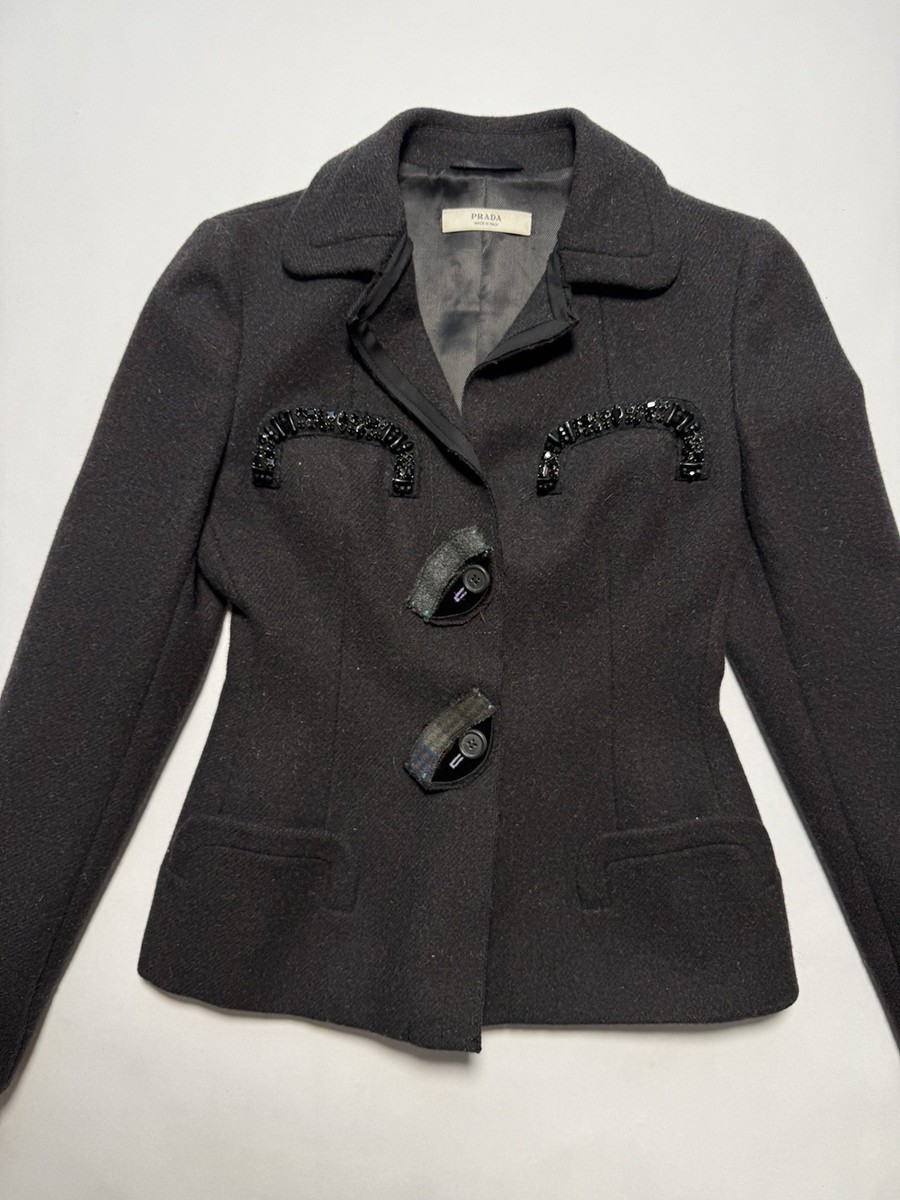 Vintage Prada Fall 2004 Beaded Embellished Hourglass Blazer Jacket