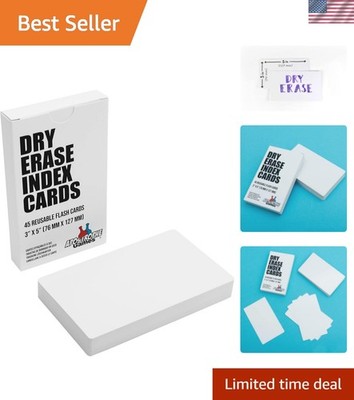 Dry Erase Index Cards   45pcs Laminated 3x5'' Cards Blank w/Box   Reusable Dry...