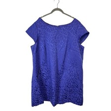 Dressbarn Dress Women's Size 20 Purple Blue Pockets Knee Length y2K Retro Style