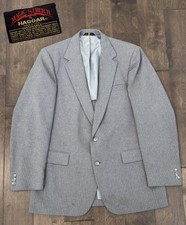 Haggar Magic Stretch Jacket Mens 42L Grey Pinstripe Blazer Two Button USA Made