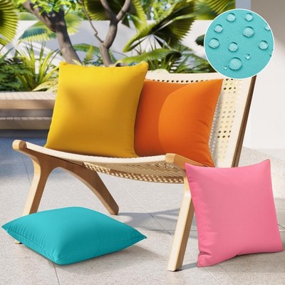 fauson Outdoor Pillow Covers 18'' x (Pack of 4), Orange/Yellow/Pink/Blue