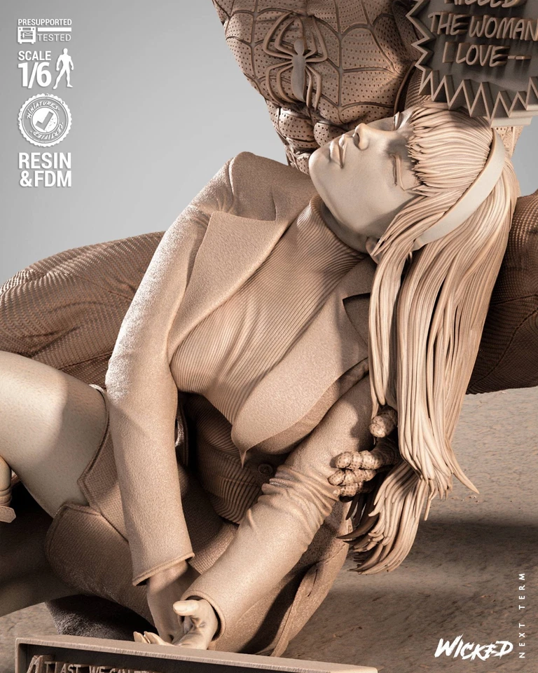 Diorama impreso en 3D Fan Art Spiderman y Gwen Stacy de Wicked Foto 3 de 4