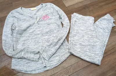 Bobbie Brooks Women's Waffle-Knit Top & Jogger Pajama Set - Gray XL 