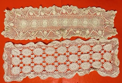 Lot of 2 Antique/ Vintage Table Runners Handwork