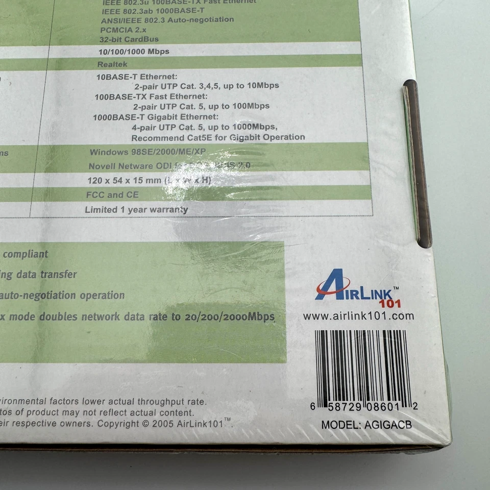Airlink 101 Gigabit Ethernet Cardbus Ddapter AGIGACB - Image 3 of 4