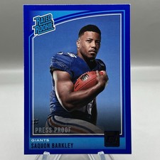 2018 Saquon Barkley Donruss #306 Blue Press Prood Rated Rookie Card RC . rookie card picture