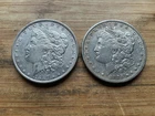 US Morgan Silver Dollars 2 coins circulated details Pre 1904 Lot W13