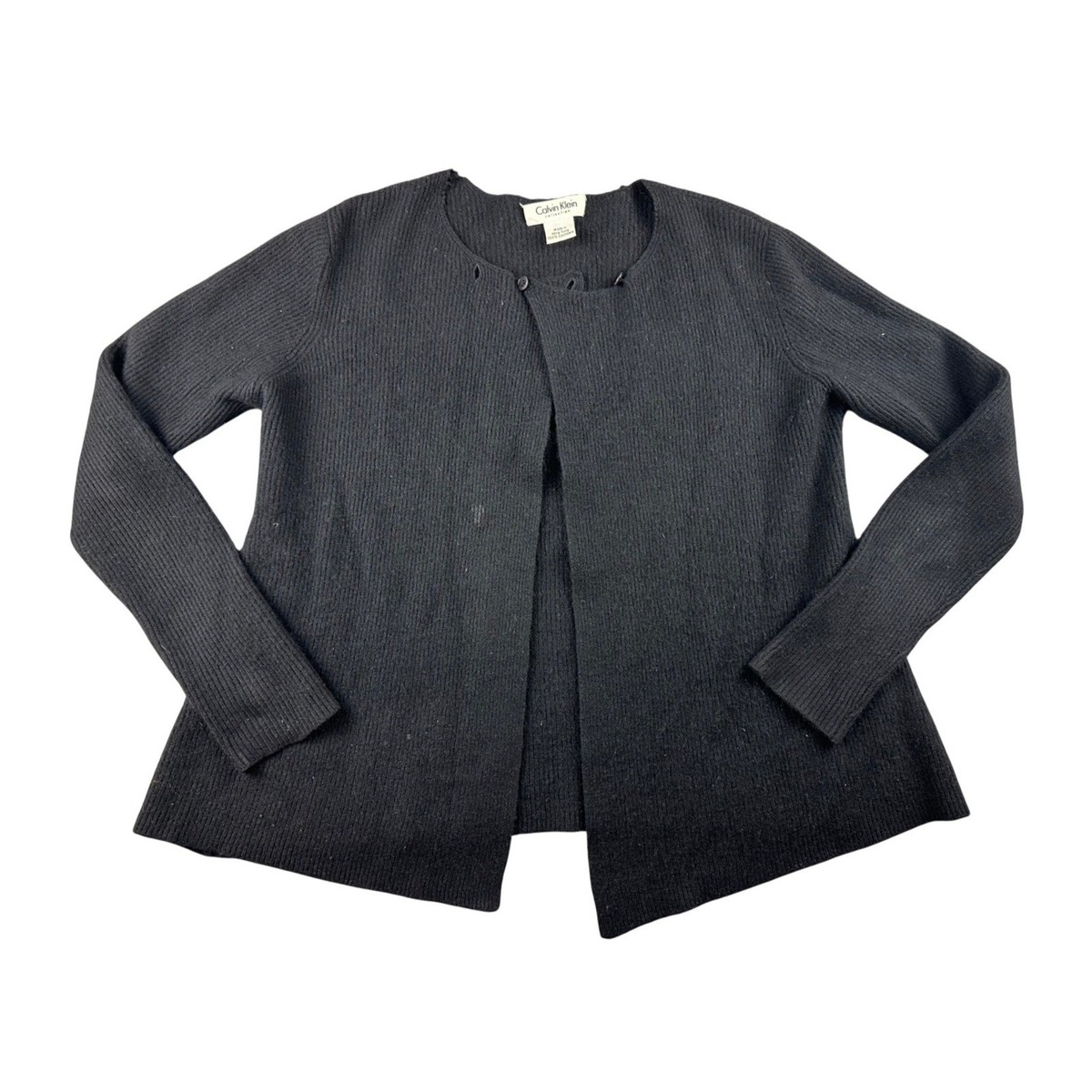 Vintage Calvin Klein Collection Cardigan Sweater M Women Black 100 