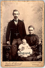 CABINET CARD RAMSGATE BY BARRETT LADY & BABY & GENTLEMAN ANTIQUE PHOTO KENT