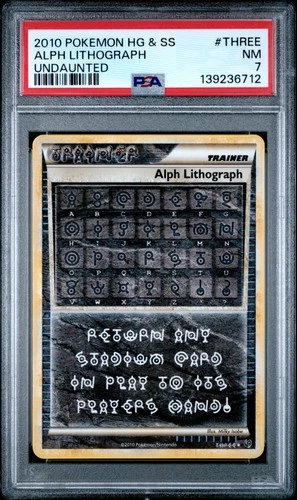 2010 POKEMON HEARTGOLD & SOULSILVER UNDAUNTED #THREE ALPH LITHOGRAPH PSA 7