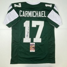 Autographed/Signed Harold Carmichael HOF Philadelphia Green Jersey JSA COA
